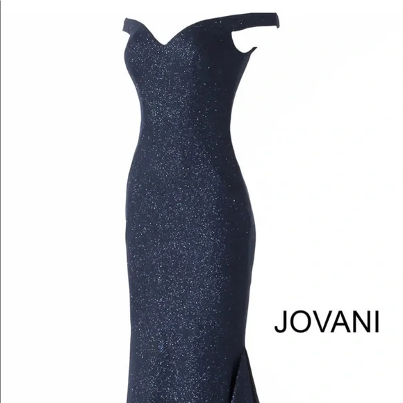 Jovani Stretch Glitter Off the Shoulder Formal Dress - Picture 10 of 16
